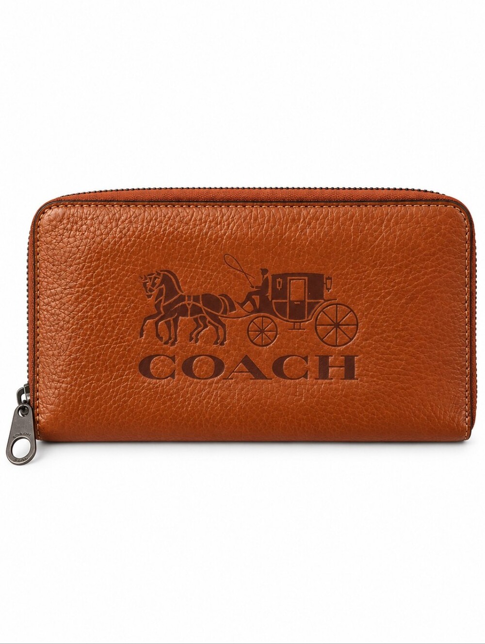 Vintage Coach Zoe Horse & Carriage Cognac Leather Zip Around Wallet